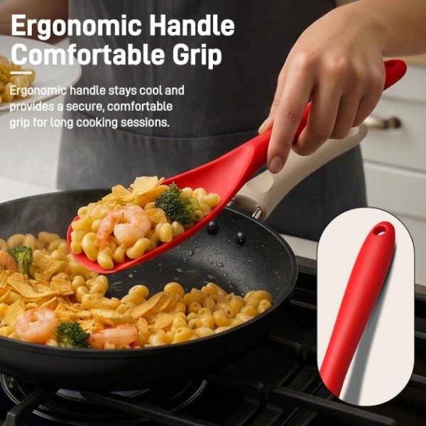 3 PACK Silicone Cooking Spatula & Spoon for Nonstick Cookware, BPA-Free | Multifunction Spoonula for Baking, Cooking, Serving, Mixing, Stirring, Scoop, Scrape - One-Piece Formed, Dishwasher Safe